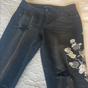 Blue Spice Black Floral Embroidered Women's Jeans